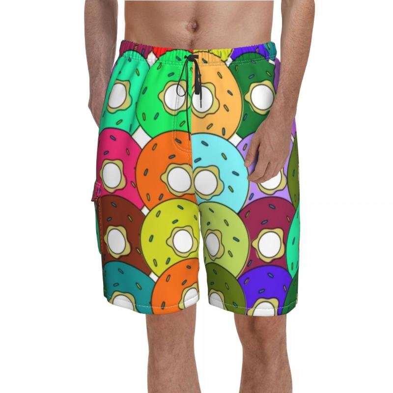 

Men's Shorts Colorful Doughnut Board Cute Cartoon Food Custom Short Pants Males Drawstring Funny Swim Trunks Plus SizeMen's, 10