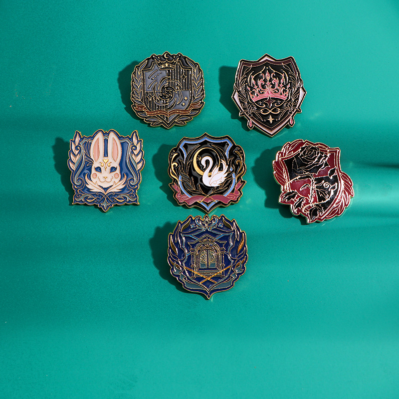 

jk Uniform Enamel Pins Custom Swan Rabbit Rose Crown Brooches Lapel Badges Punk Gothic Fashion Jewelry Gift for Friends, Mixed colors