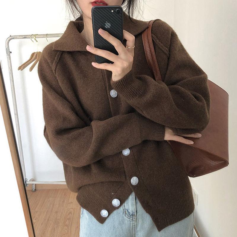 

Women's Knits & Tees Cardigan Women Autumn V-Neck Long Sleeve Loose Fashion Kardigan Femme Solid Color Casual Sweater Crop D100Women's, Kafeise
