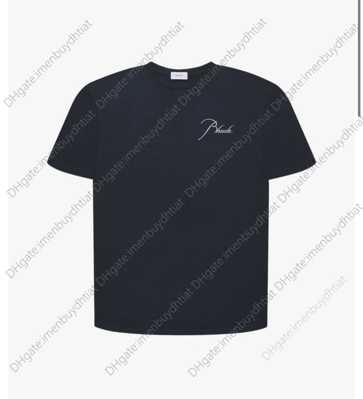 

Designer t Shir Sell Well 1:1 Version Rhude Pure Color Vinage Leer T-shir Men Women Couple Coon Hip Hop High Sree Oversize Tee high qualiy 001, Black