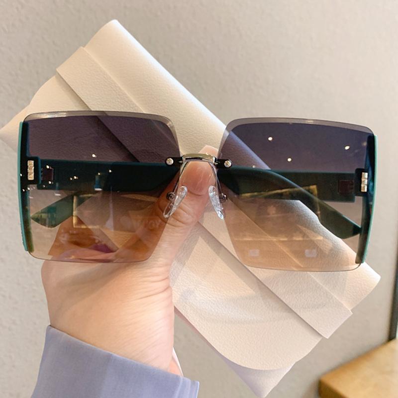 

Sunglasses Oversized Square Rimless Trendy Fashion UV400 Multicolor Male Female Eyewear Designer Shades
