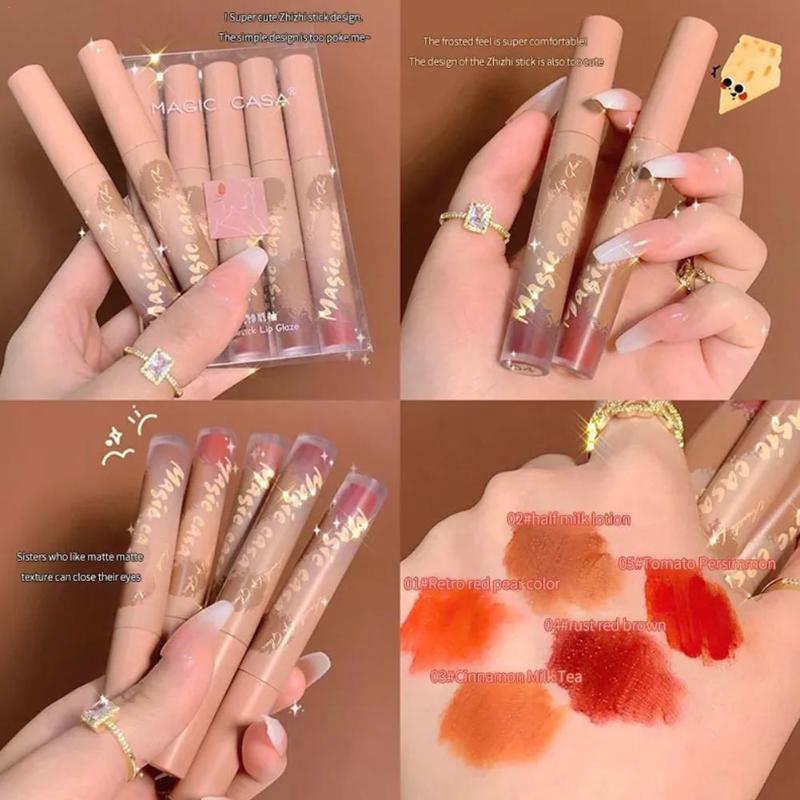 

Lip Gloss Colors Zhizhi Stick Velvet Matte Glaze Set Moisturizing Lipstick Waterproof Non-stick Cup Lips Makeup CosmeticsLipLip, 1 set