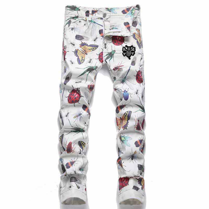 

New Mens jeans Distressed Motorcycle biker jean Rock Skinny Slim Ripped hole letter Top Quality Brand Hip Hop Denim Pants, White