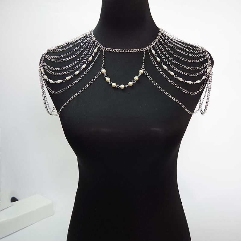 

Chains Shoulder Chain Necklaces&Pendants Beads Punk Necklace 2022 Fashion Party AccessoriesChains