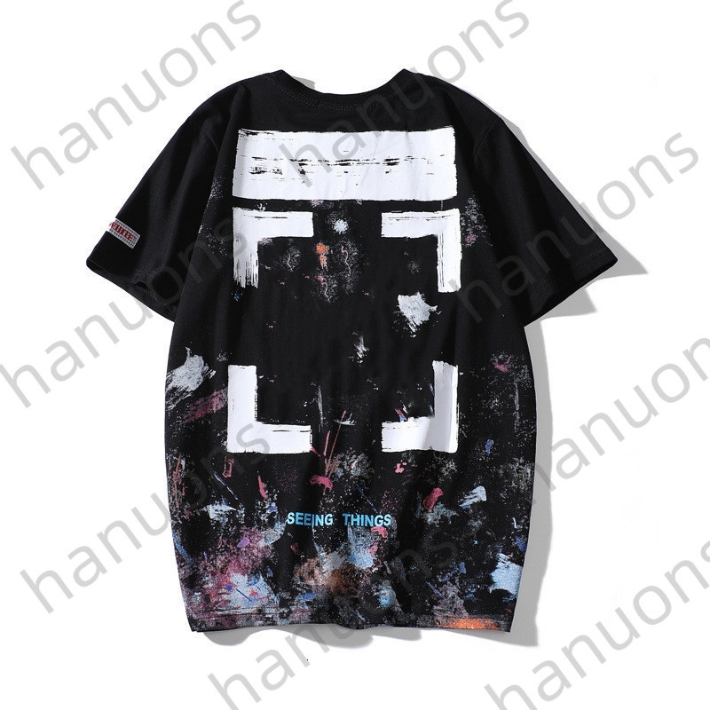

Off Men's T-shirts New Starry Sky Fireworks Short Sleeve Summer Tide Brand Couple Male and Female Student Fashion Same Letter x the Back Print