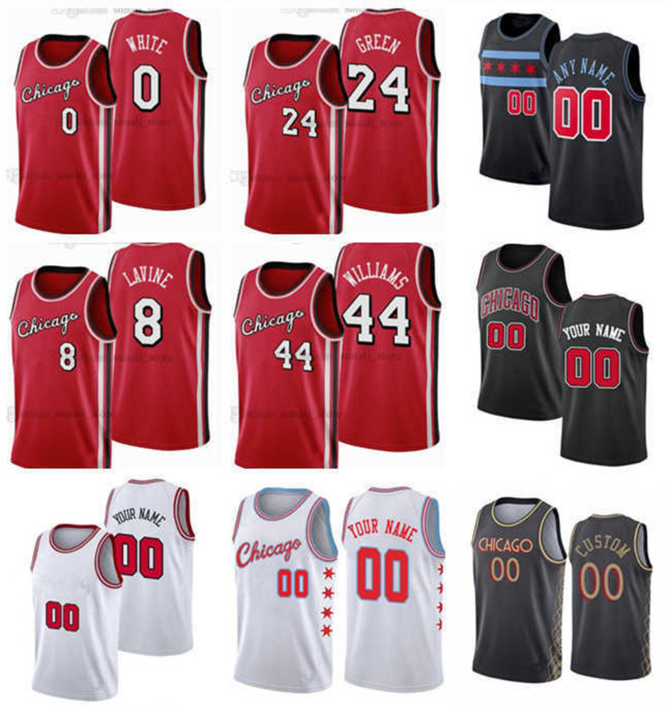 

75th Men Women Youth Chicago''Bulls''24 Javonte Green 0 Coby White 44 Patrick Williams 21 Matt Thomas Custom Basketball Jersey, Color