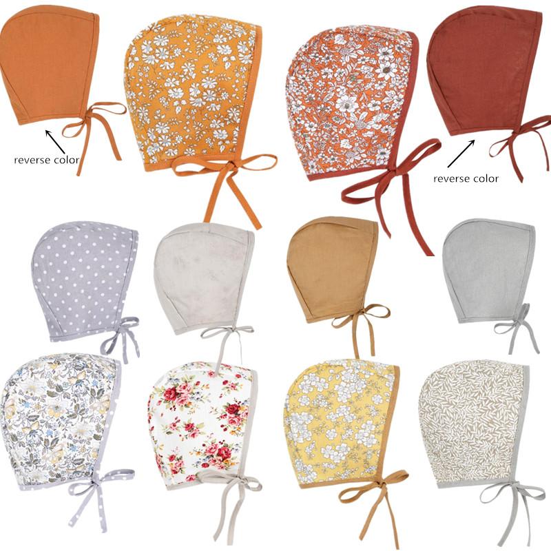

Hair Accessories 1pc Born Baby Double Side Floral Vintage Hat Cotton Linen Beanie Infant Props Cap Summer Bonnet 0-24mHair
