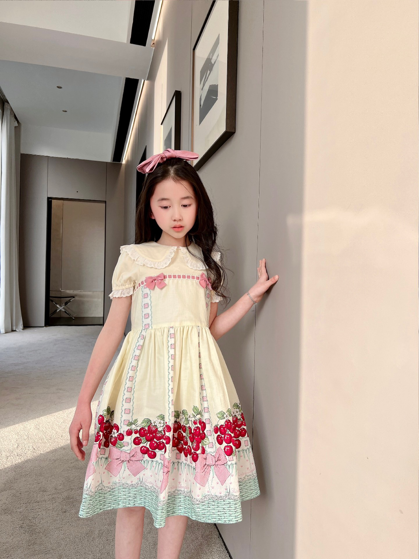 

Cotton Dresses for Baby Girls Summer Kids Girl Bow Dress Cute Children birthday Party Clothes, As show