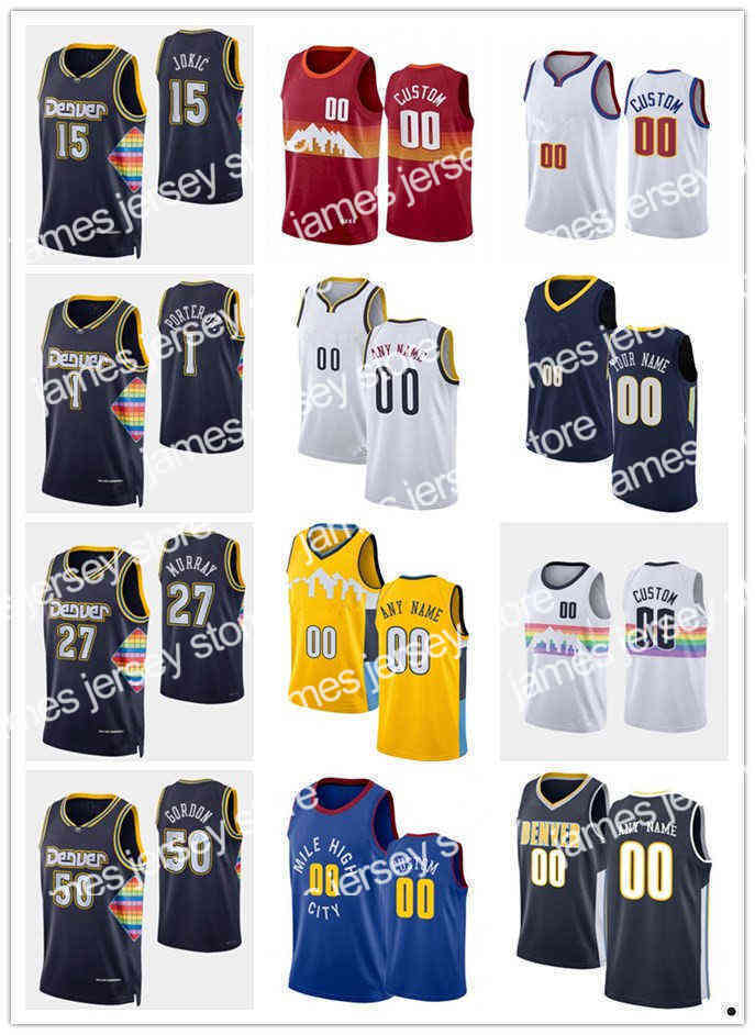 

New 75th Custom Jersey Denver''Nuggets''Men Women Youth Nikola 15''Jokic Jamal 27 Murray 50 Aaron Gordon 1 Michael Porter Jr. Basketball Jersey, Color