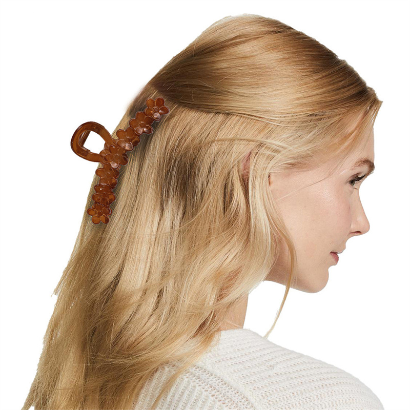 

Length 13 CM Women Large Row Flower Hair Clamp Resin Cross Hair Claw Clips Headdress Ponytail Pure Color Hairpins European Head Wear Wholesale