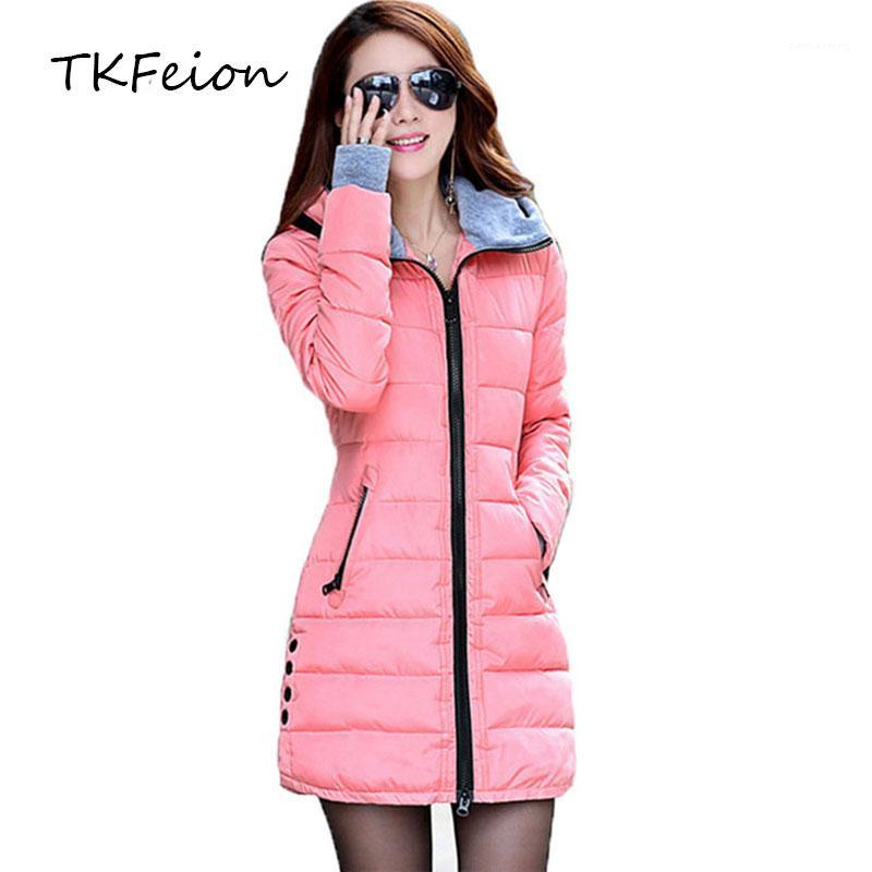 

Women Autumn Winter Hooded Coats Plus 4XL Fashion Ladies Warm Cotton Padded Long Parka Female Puffer Jackets Casual Clothes, Sky blue