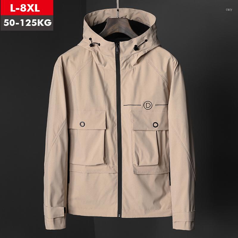 

Men's Jackets Men Jacket 2022 Spring Hooded Casual Workwear Fashion Trendy Black Tops Coat Man Outerwear Plus Size M-8XLMen's