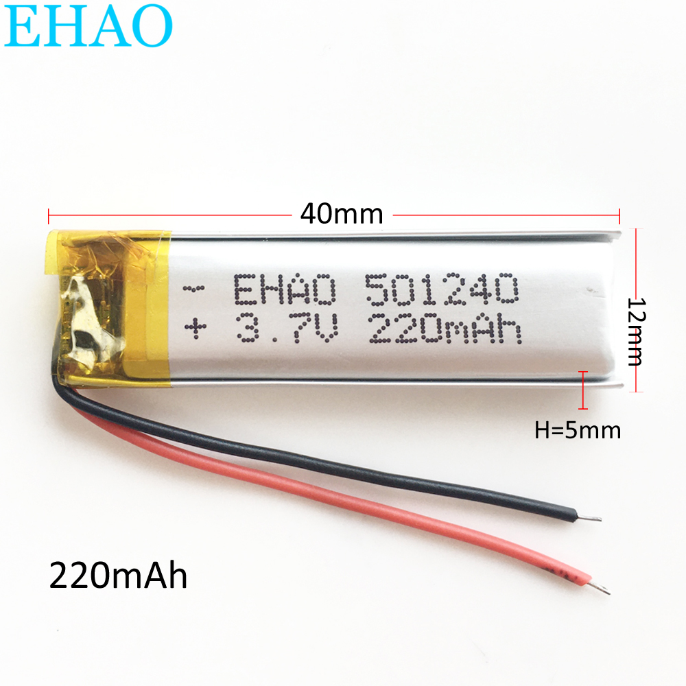 

3.7V 220mAh Lithium Polymer LiPo Rechargeable Battery Li ion cells power For Mp3 MP4 GPS PSP headphone headset Bluetooth recorder 501240