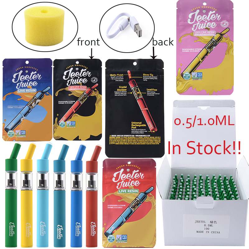 

JEETER Juice 0.5ML 1ML E cigarettes Disposable vapes pen Empty Oil Cartridges Vape 180mAh Device Pods Rechargeable With Bottom USB Connectors Starter Kits