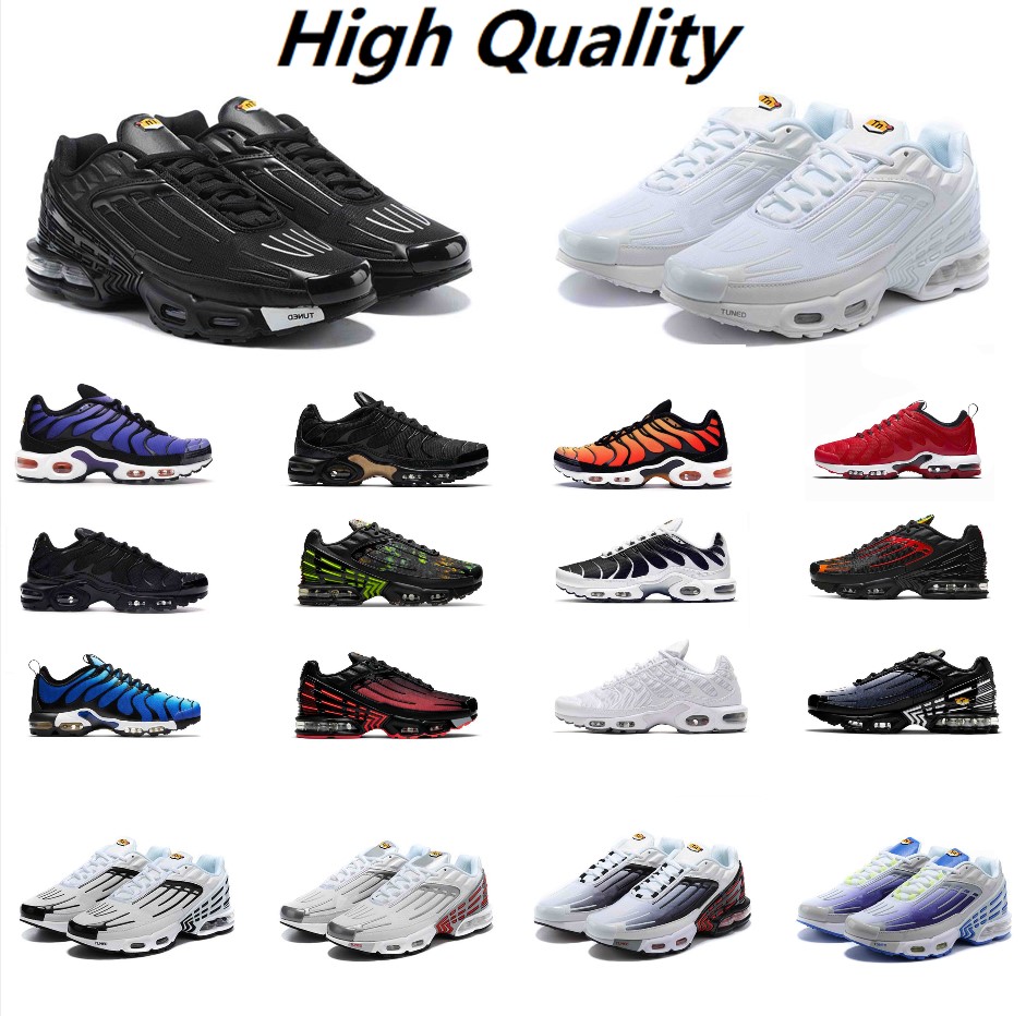 2022 Tn plus 3 Chaussures de course Baskets pour hommes Chaussures Triple Black Laser Blue Bred Hyper Violet Silver Red Smoke Grey baskets de spo