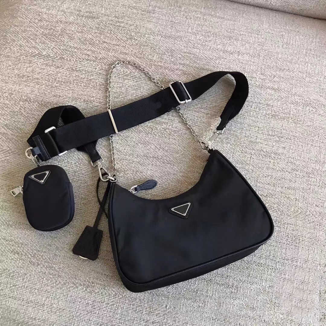 

Ladies nylon messenger bag hobo 3 in 1 shoulder bags handbag chain underarm bag high quality luxury classic design brand clutch coin purse, Make up the difference