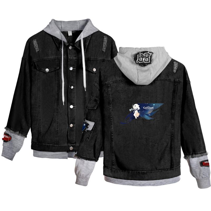 

Women's Jackets Genshin Impact Women Men Denim Jacket Streetwear Hip Hop Jean Male Casual Outerwear Fashion Boy Girl's Coat HoodieWomen', 10