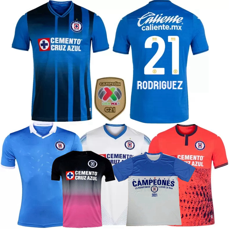 

Liga MX CAMPEONES 2021 2022 Cruz Azul Soccer Jerseys RODRIGUEZ PINEDA ANGULO ALVARADO ROMO home away 3rd 20 21 22 football men women kids shirt 3XL