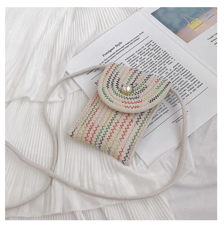 

Evening Bags Mobile Phone Messenger Bag Ladies Mini Cotton And Linen One-shoulder Girls Portable BagEvening, Black