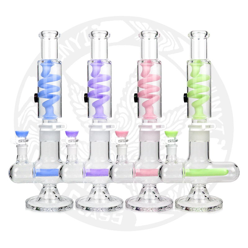 

New glcyerin coil recycler colorful hookah glyco bong inline perc freezable chilled cool summer smoking water pipe