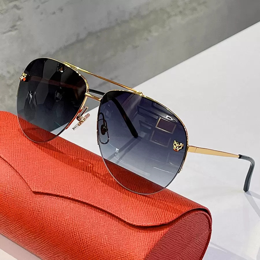 

Mens aviator Sunglasses Top quality sunglasses man designer high metal Half frame UV400 Anti-blue light Antireflection Discoloration frames sunglass with box