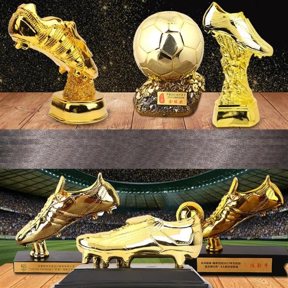 

Resin Boot trophy worldcup C League Premier ship golden boot trophy soccer for fans Gifts or Souvenir280f
