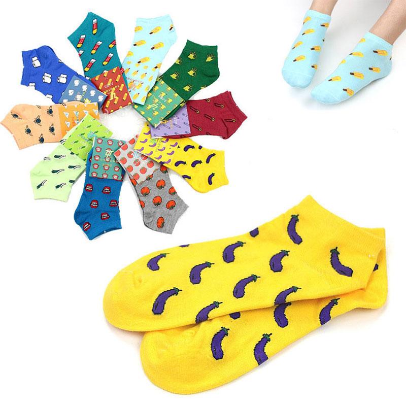 

Socks & Hosiery Cute Fruit Patterned Short Cartoon Women Art Print Cotton Thin Summer Kawaii Funny Ankle Low HosierySocks, Blue