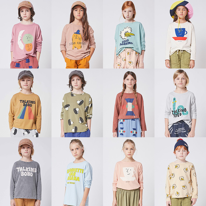 Ins Bobo Enfants T-shirts Filles Garçons Chemises Garçon T-shirt Bébé À Manches Longues T-shirt Bande Dessinée Tops Enfant T-shirt Drôle Enfants