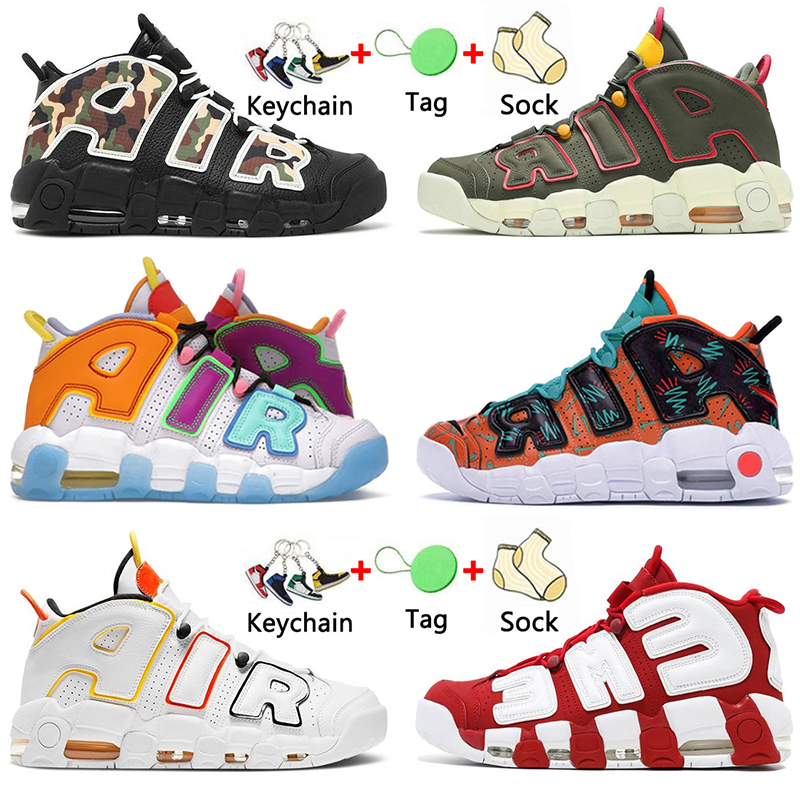 

2022 With Socks More Mens Basketball Shoes Sneakers Uptempos Scottie Multi-Color Pippen White Sunset Black Bulls Rosewell Raygun Denim women men Trainers Sports, A#4 camo 36-45