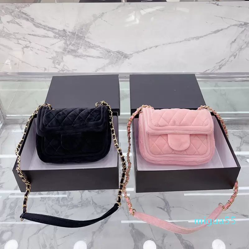

Classic Mini Flap Velour Quilted Bags Luxury Designer Girls Ladies Cosmetic Case Phone Holder Holder Pocket Womens Outdoor, Pink