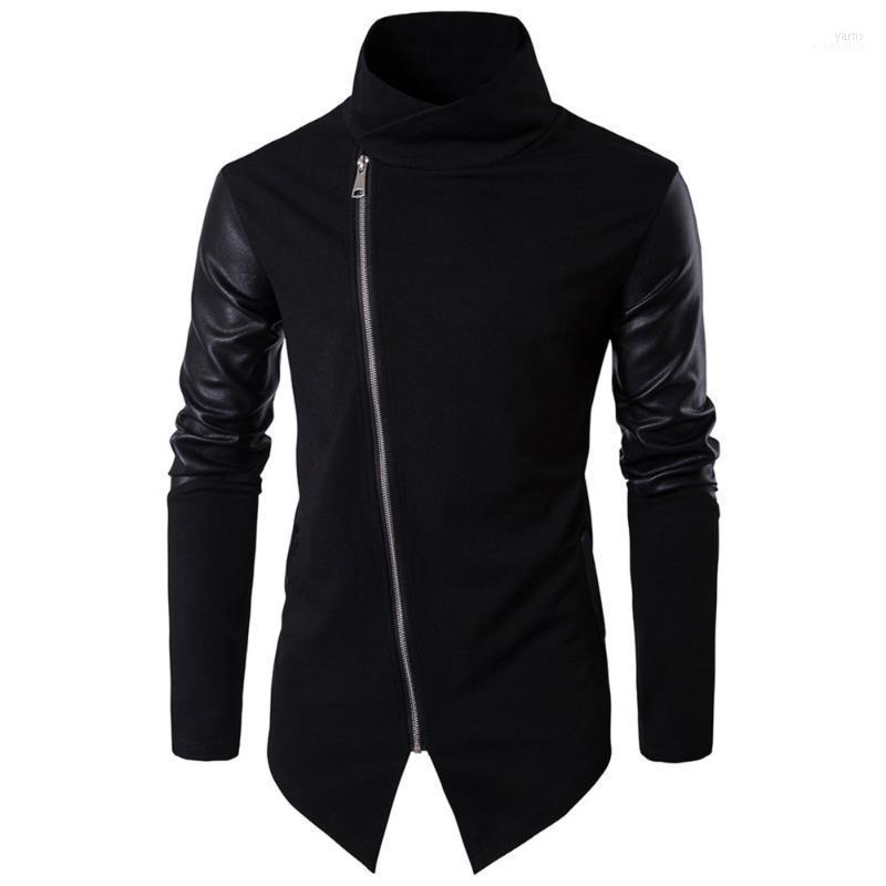 

Men's Jackets 2022 Est Men Leather Fahion Spring Autumn Zipper Tihn Coat Turtlrneck Slim Casual Plus Size Overcoat
