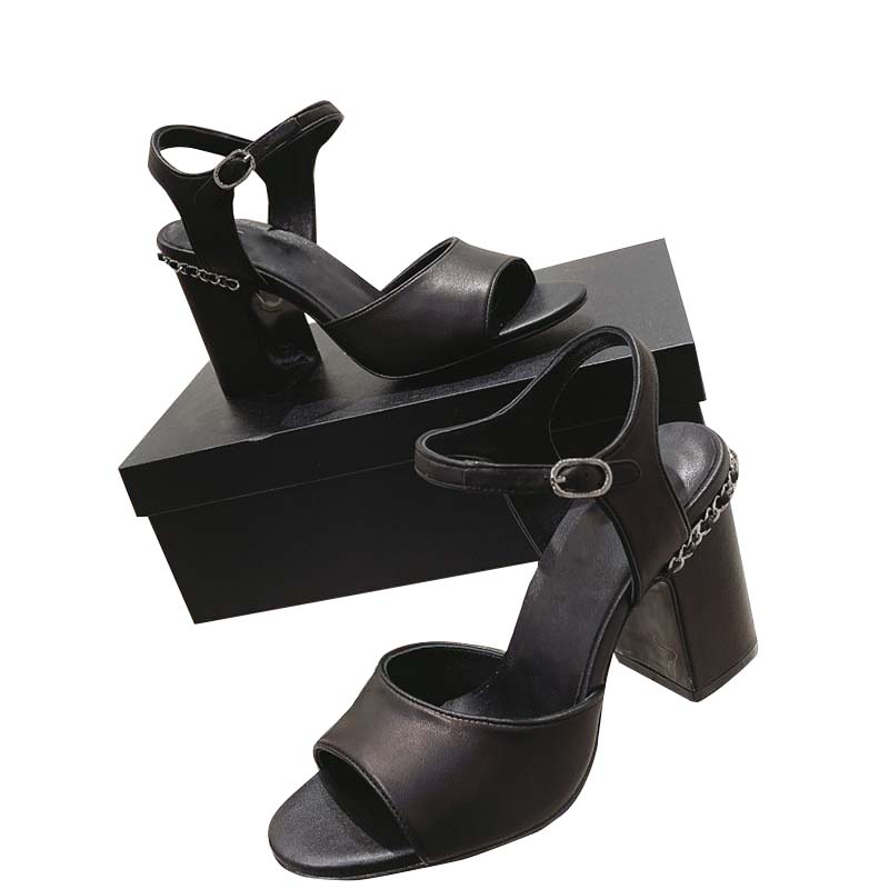 

Designer Classic Womens Chunky Heel Height 8.5cm Sandals Luxury Sheepskin Black Slippers Rebber Ladies For Party Retro Slides Fashion Mules Flip Flops Loafers 2022, Box