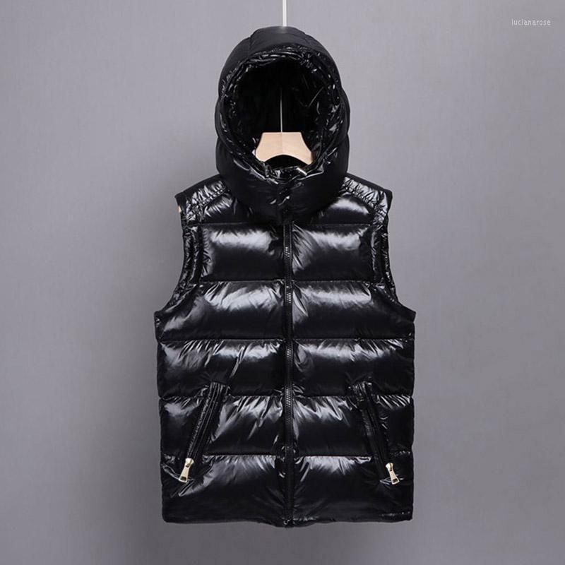

Women' Vests 2022 Autumn Winter Hooded Womem Vest Stand Collar Waterproof Sleeveless Jacket Cotton Padded Women Windproof Warm Waistcoat Lu, Dark blue