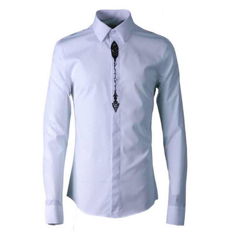 

Men's Casual Shirts Italy Style Long Sleeve Cotton And Blending Men Brand Fashion White Mens Shirt Solid Quality Male ChemiseMen's, Black