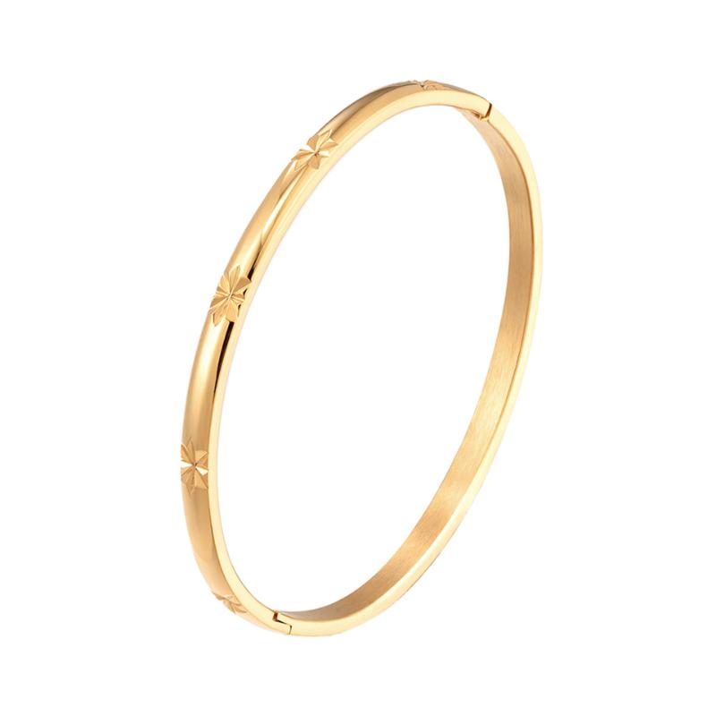 

Bangle Minimalist Trendy Sun Flower Stainless Steel Bracelet Temperament Stylish 18 K Metal Cuff Bracelets For Women Jewelry