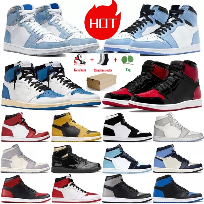 

University Blue 1 Og Basketball Shoes Jumpman 1S High Dark Mocha Unc Light Hyper Chicago Patent Smoke Grey Bred Royal Toe Men Women Trainers Sneakers 36-47, 18