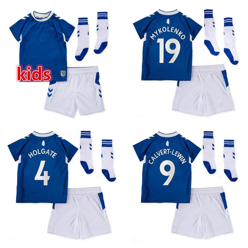 

Everton 2022 2023 kids kits with socks Soccer Jerseys Calvert Lewin RICHARLISON KEANE Demarai Gray Doucoure TOWNSEND SIGURDSSON goalkeeper