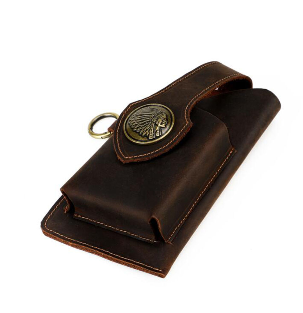 

Customized Wholesales 6101 Mini portable money clips Men's outdoor tactical equipment storage waist bagS cowhide slingshot Mobile phone bag