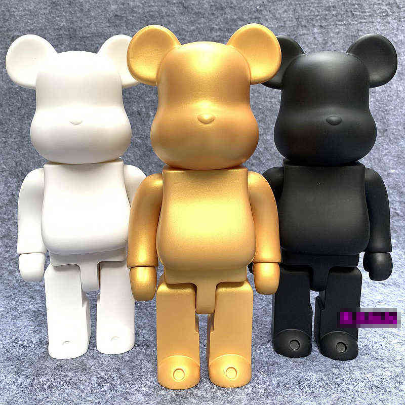 

Hot 28cm 400 Bearbrick Bear Brick Action Figures Bear PVC Model DIY Paint Dolls Kids Toys Children Birthday Gifts, White