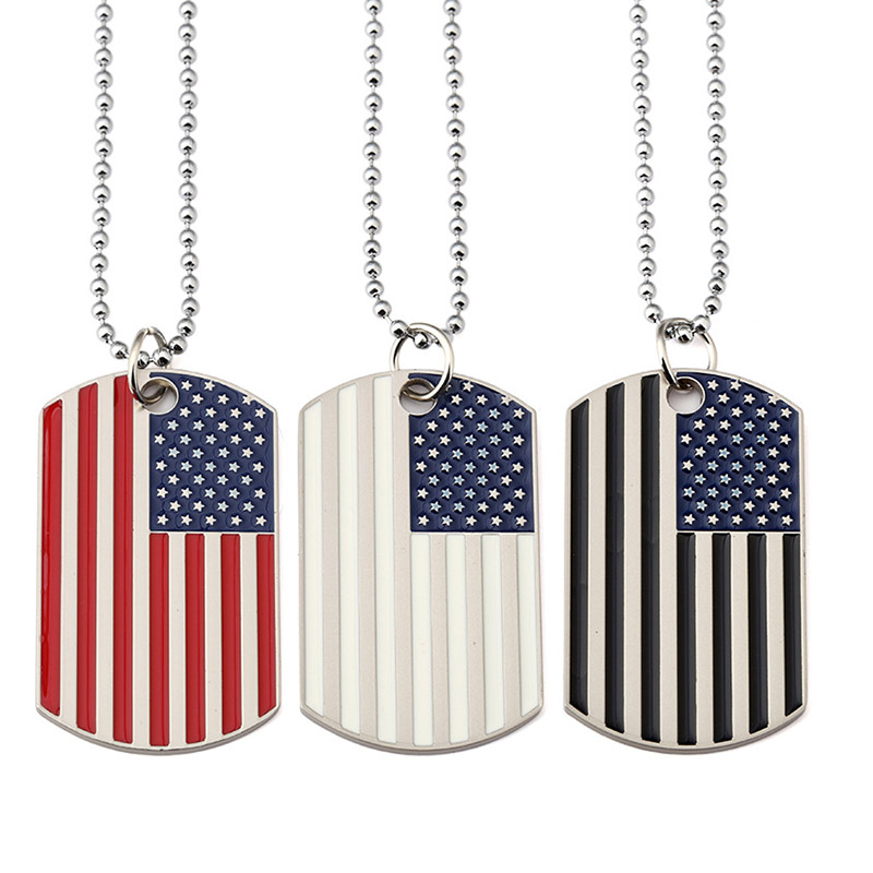 

American Flag Pendants Necklaces Party Supplies Stainless Steel Military Army Tag Trendy USA Symbol For Men Jewelry