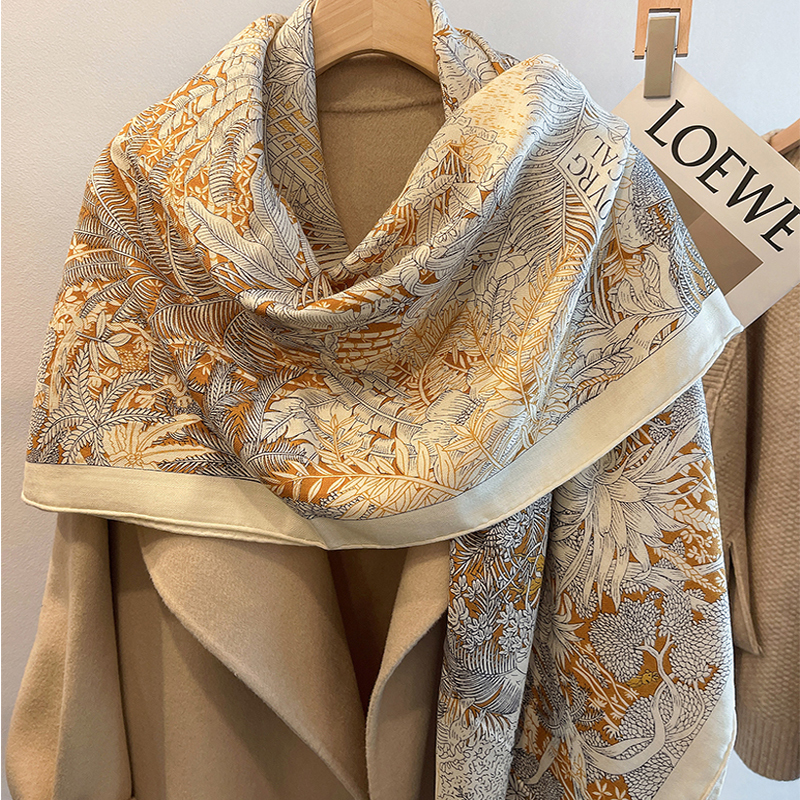 

Women Silk Wool Scarf Square 135X135CM Big Silk Shawls Wraps Hijab Female Winter Autumn Wool Pashmina Bufanda Headscarf Stoles