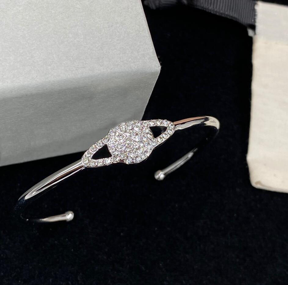 

New fashion saturn open bangle bracelets elegant CZ diamond designer bracelet jewelry women lady party wedding lovers gift engagement jewelry