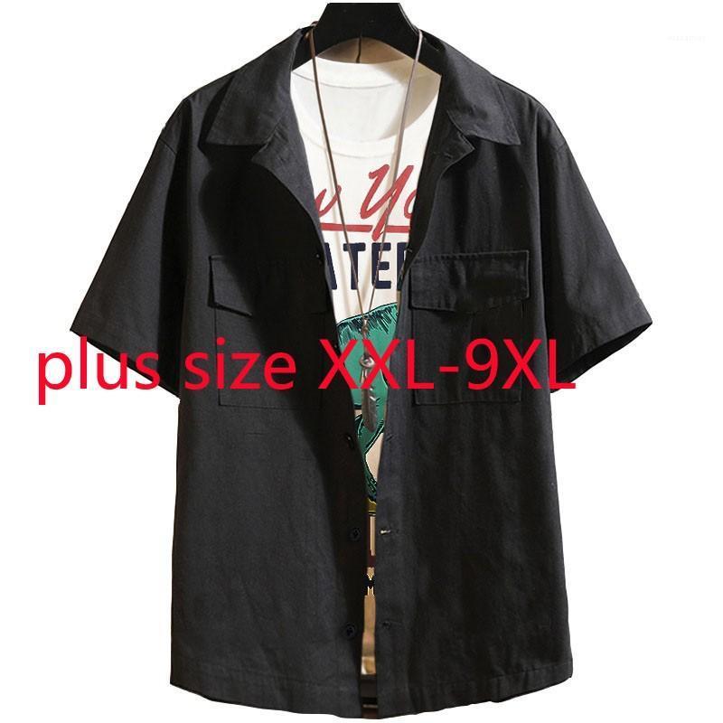 

Arrival Fashion Thin Oversize Short Sleeve Extra Large Men Single Breasted Summer Casual Shirts Plus Size 2XL-7XL8XL8XL9XL Men's