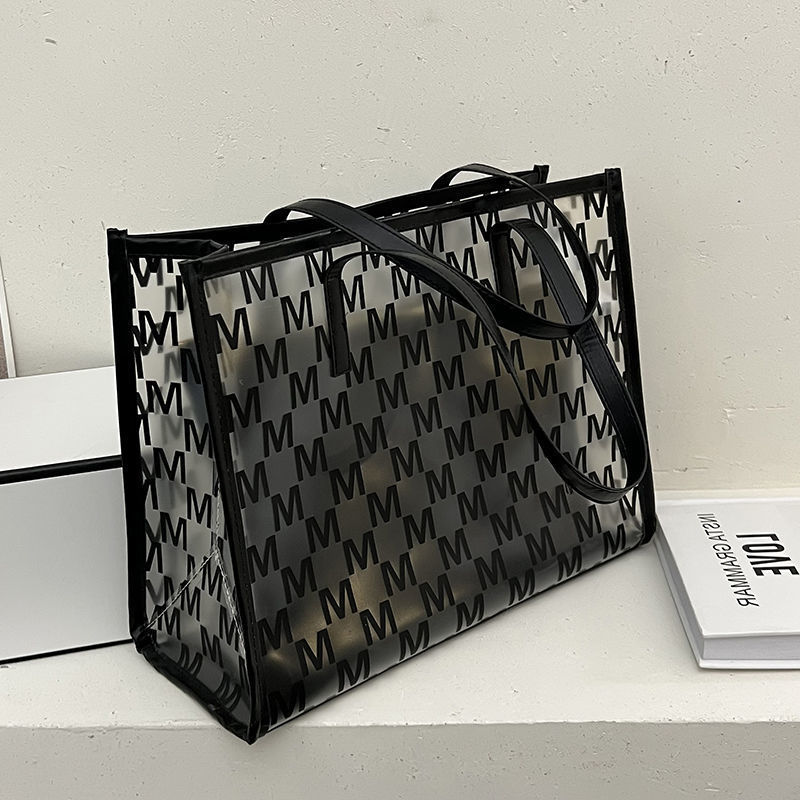 Large Capacity Transparent Bag Women's Leather Summer New Versatile Style Shoulder Tote Designer Fashion Casual Handbags