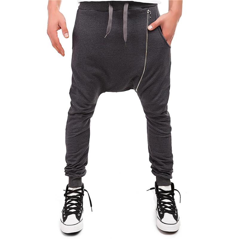 

Men's Pants Mens Harem Fashion Zipper Outdoor Sports Jogging Casual Bottoms Trousers Pockets Joggers For Men, Black