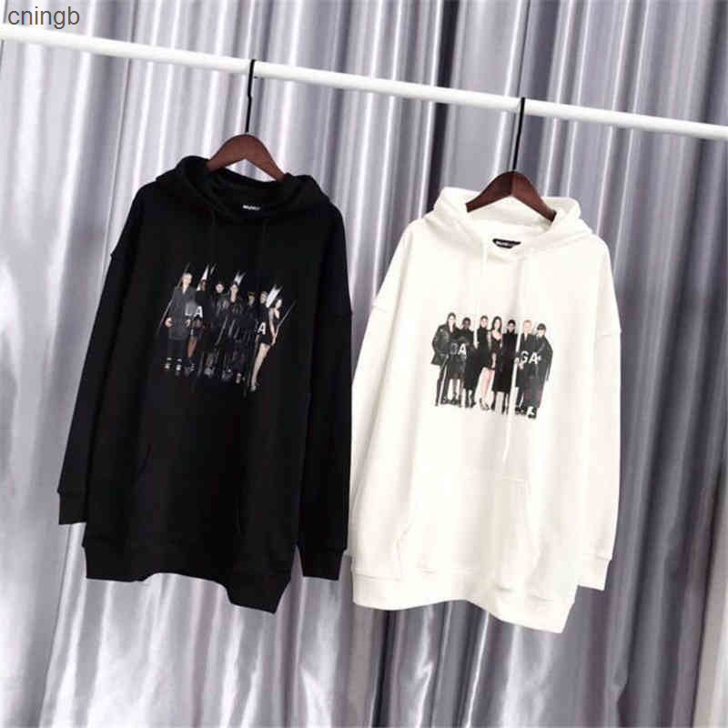 

Designer Europe America Brands Autumn Winter Balencai Portrait b Letter Hooded Mens Womens Lovers Loose Versatile