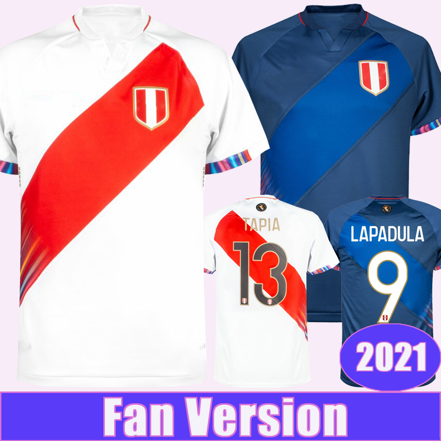 

2021 Peru LAPADULA TAPIA FLORES Mens Soccer Jerseys CUEVA GUERRERO FARFAN ABRAM LORES Football Shirts National Team Home White Away Short Sleeve Uniforms, Qm8319 2021 world prelimi...y