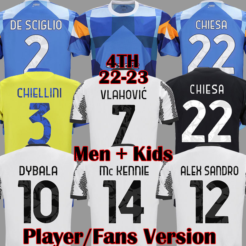 

22 23 VLAHOVIC juventus FOURTH KIT soccer jerseys 2021 2022 2023 DYBALA MORATA CHIESA McKENNIE LOCATELLI Top football shirts chiellini 4th K, Kids away