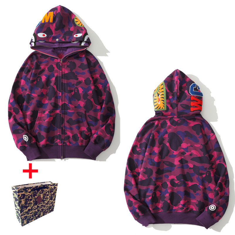 

Men's Hoodies & Sweatshirts High Quality Apes Japanese Shark ape head Luminous camo Star galaxy Spots Men and women couples with the same 100% Cotton hoodie B002, 1pcs buttons