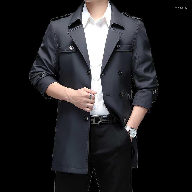 

Men's Trench Coats Casual Windbreaker Jacket Men Coat 2022 Spring Autumn Fashion Classic Solid Color Double Breasted Top Viol22, Black